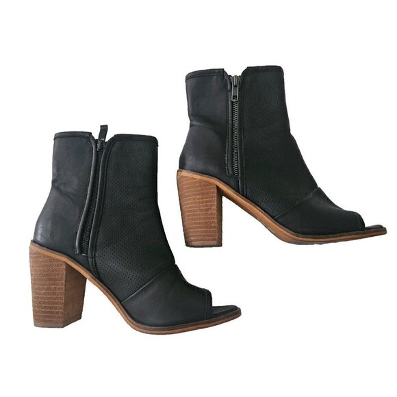 Rebels Open Toe Black Zip Booties Size Size 7.5 - Picture 3 of 6